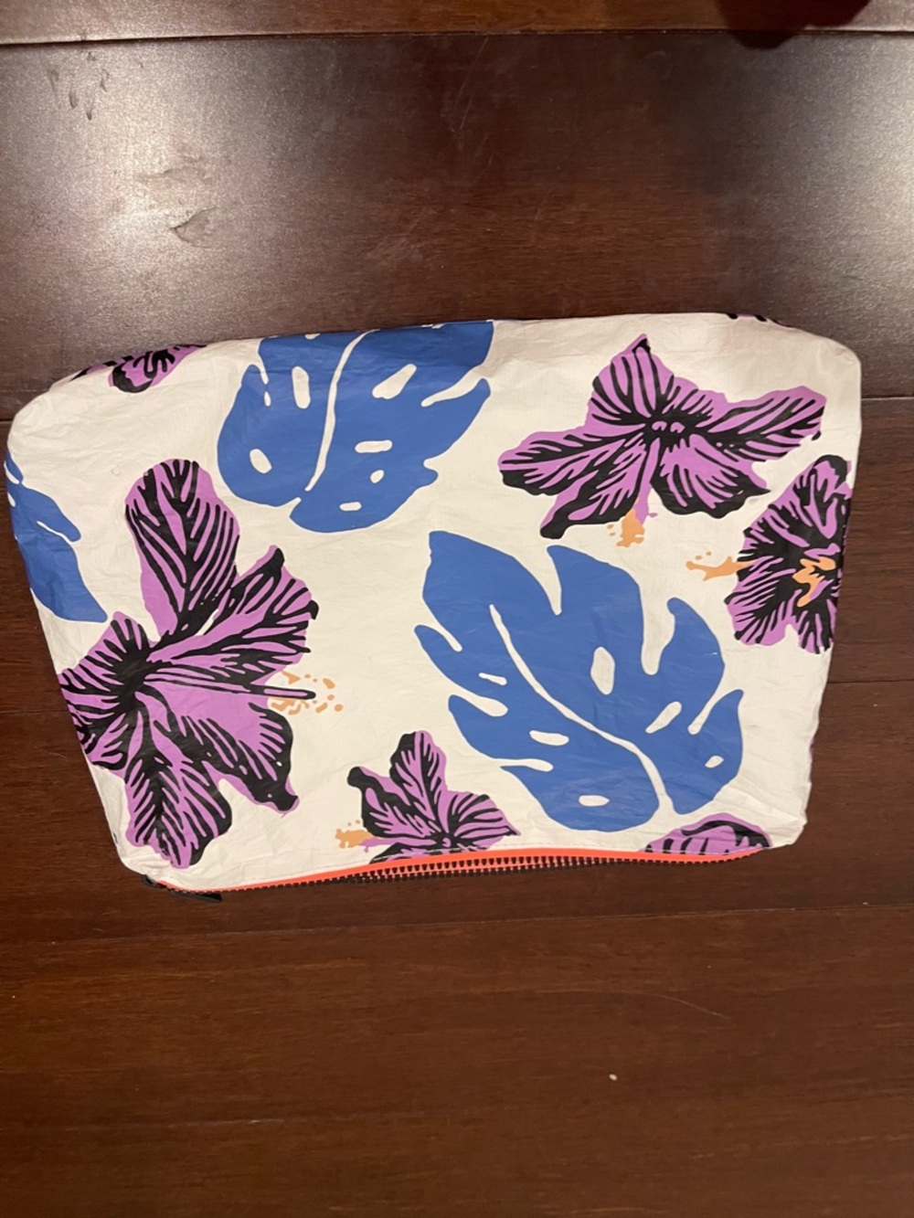 aloha collection floral print zipper pouch purple design - Picture 2 of 12